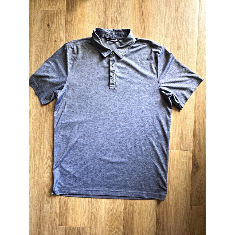 Travis Mathew Performance Golf Polo Men's Large Gray Stretch Polo GRUBBS Logo